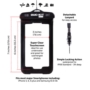 10 Litre Premium Dry Bag + Waterproof Smart Phone Case - Duc-Kit Pro